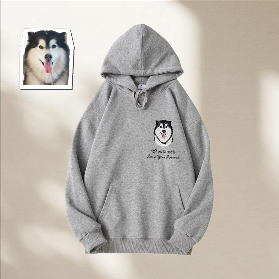 Custom Pet Hand-Embroidered 100% Premium Cotton Hoodie – Wear Your Bond
