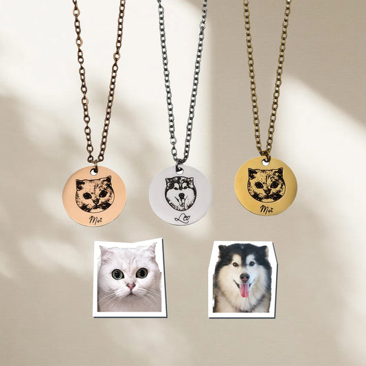 Personalized Pet Memorial Necklace – Engravable Stainless Steel Pet ID Tag (Bath & Swim Safe)