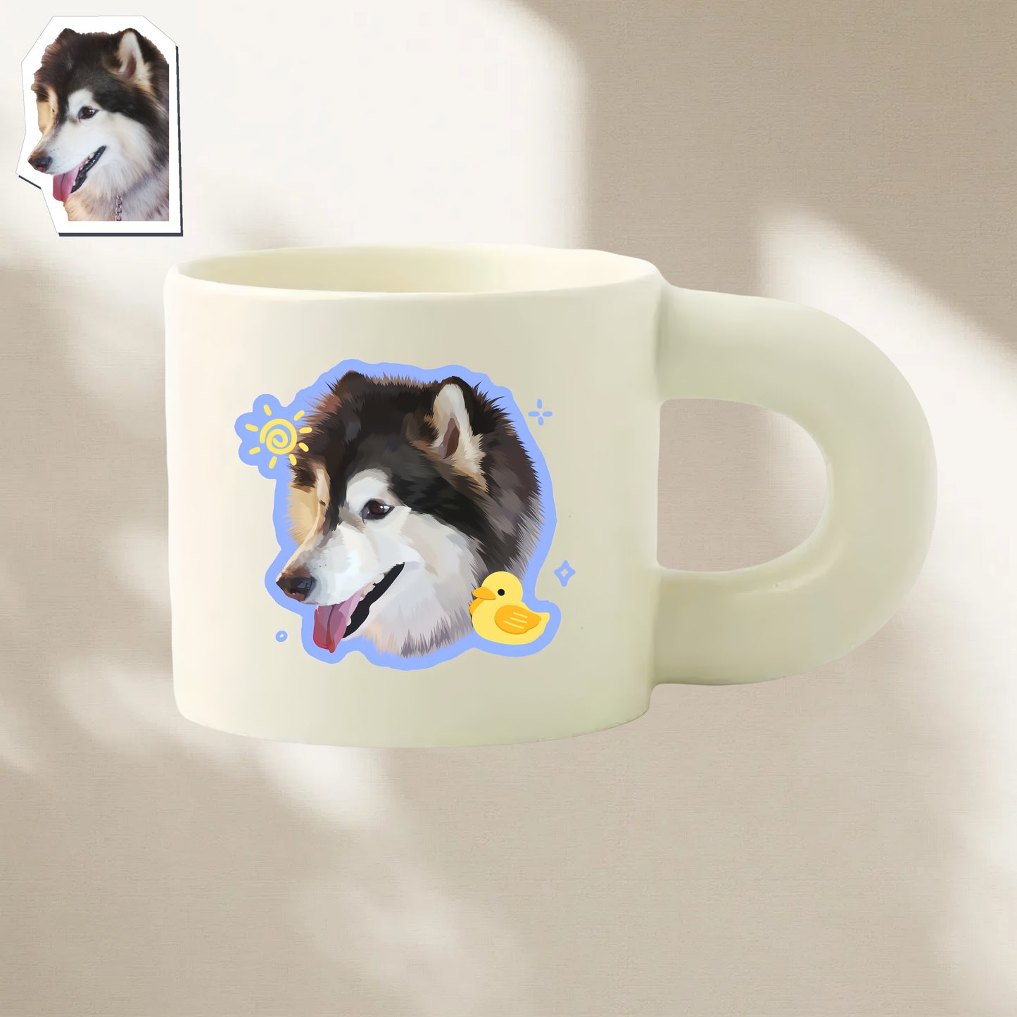 Personalized Pet Portrait Mug – Hand-Painted Ceramic Cup (Dishwasher-Safe & Microwave-Friendly)