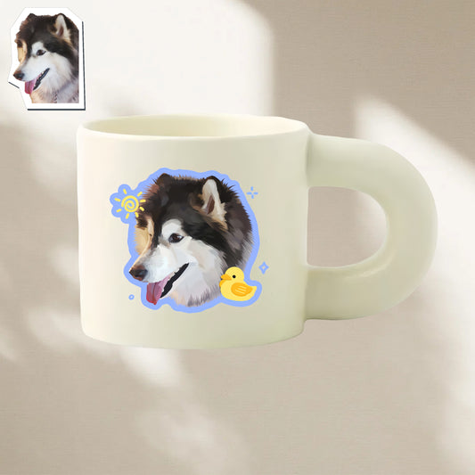 Personalized Pet Portrait Mug – Hand-Painted Ceramic Cup (Dishwasher-Safe & Microwave-Friendly)