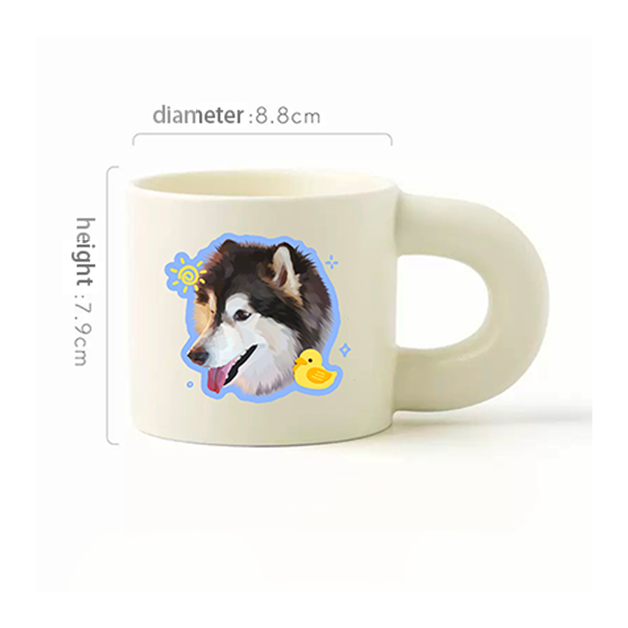 Personalized Pet Portrait Mug – Hand-Painted Ceramic Cup (Dishwasher-Safe & Microwave-Friendly)