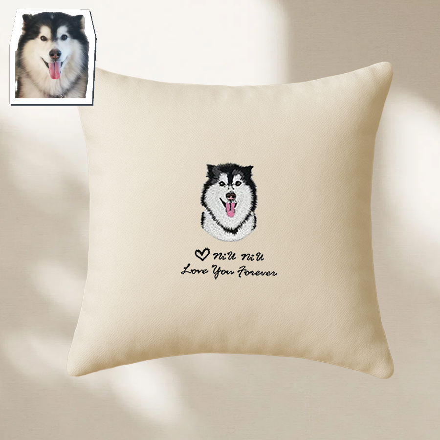 Custom Pet Hand-Embroidery Pillow – Hug Your Memories