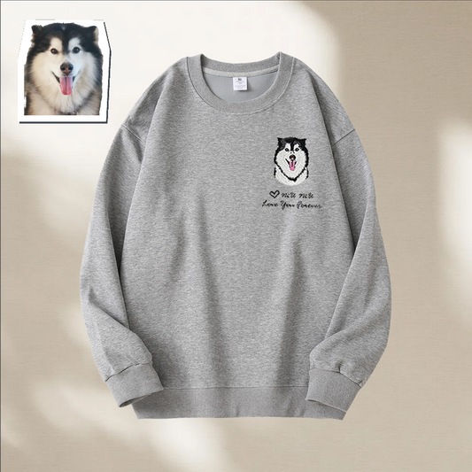 Custom Pet Hand-Embroidered 100% Premium Cotton Crewneck Sweatshirt – Wear Your Bond
