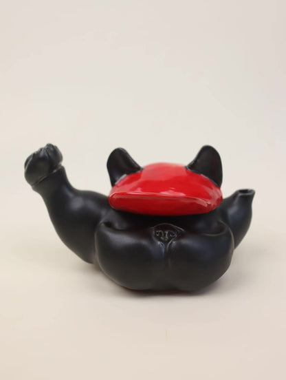Frenchie Face Ceramic Tea Set – Handmade Dual-Purpose Mugs & Petite Treat Trays (Food-Safe Custom Glazes)