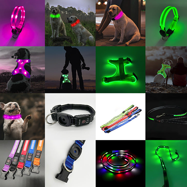 LED Dog Harness & Collar Set – Light-Up Reflective Safety Gear for Night Walks (Adjustable & Waterproof)
