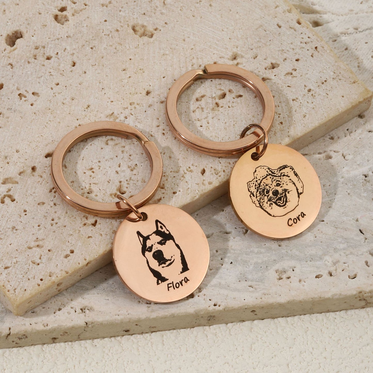 Personalized Pet Photo Keychain – Custom Engraved Stainless Steel with Name & Portrait (Waterproof Keepsake)