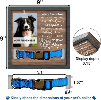 Vintage Wooden Pet Memorial Frame – Handcrafted Display with Custom Engraving & Collar Holder (Timeless Tribute)